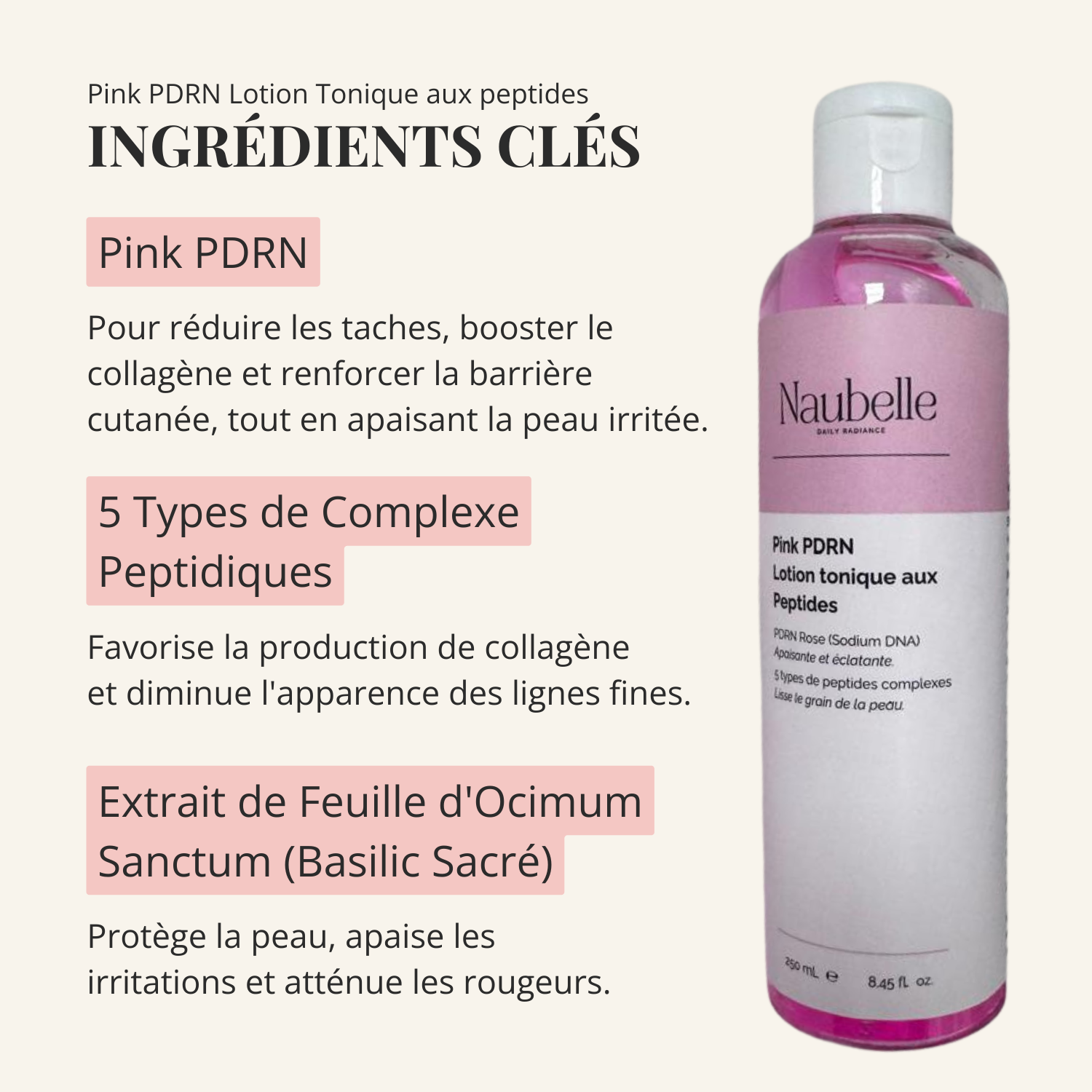 Lotion visage peptides 250ml fermeté