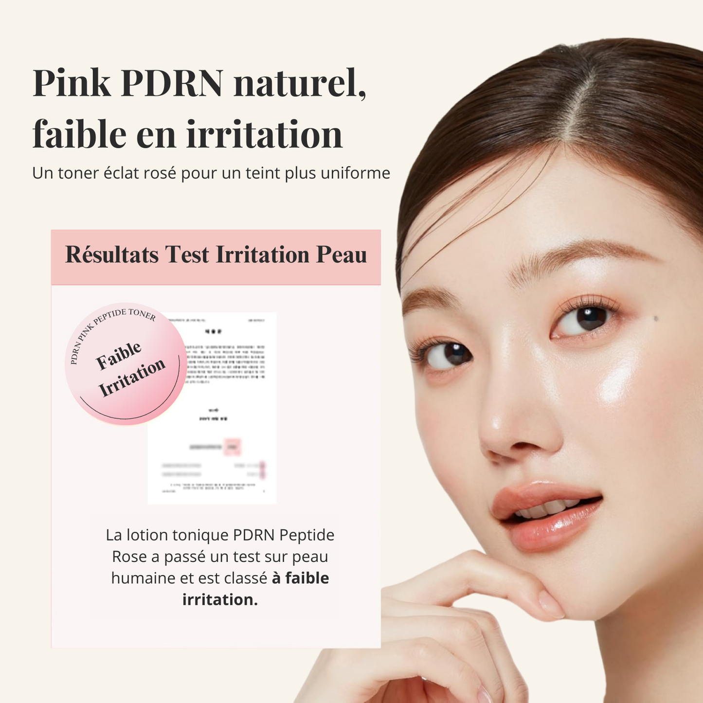 Lotion tonique peptides peau revitalisée
